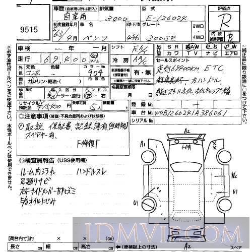 1988 OTHERS MERCEDES BENZ 300SE 126024 - 9515 - USS Sapporo