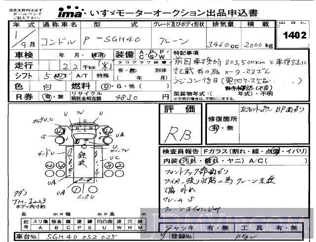 1989 NISSAN CONDOR  SGH40 - 1402 - Isuzu Kobe