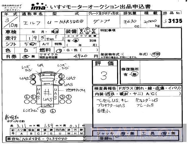 1991 ISUZU ELF TRUCK  NKR58ED - 3135 - Isuzu Kyushu