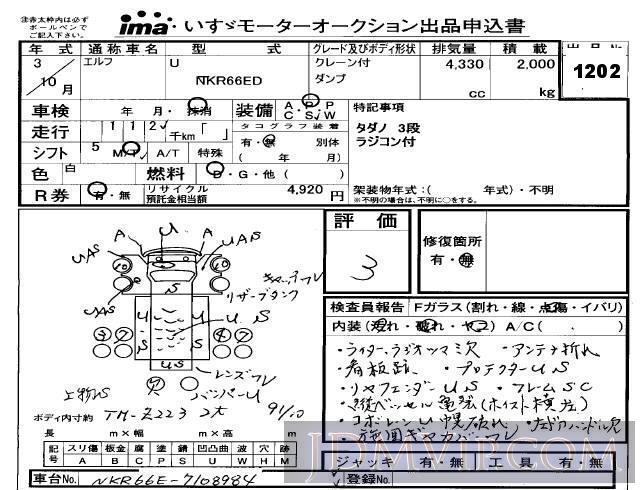 1991 ISUZU ELF TRUCK  NKR66ED - 1202 - Isuzu Kobe