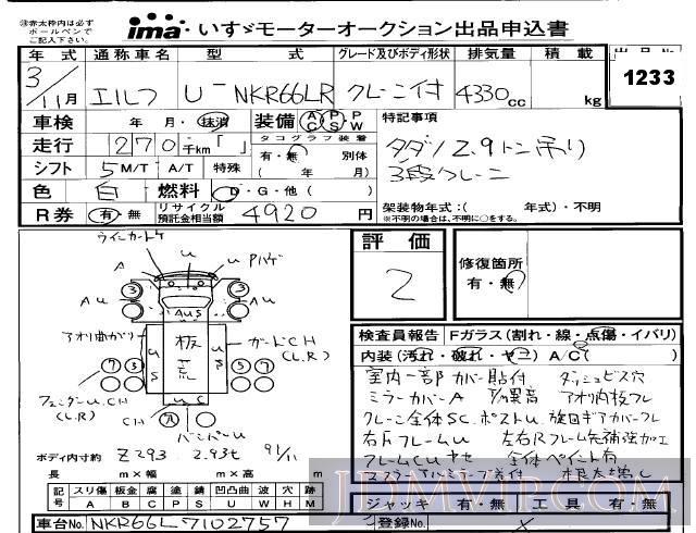 1991 ISUZU ELF TRUCK  NKR66LR - 1233 - Isuzu Kobe