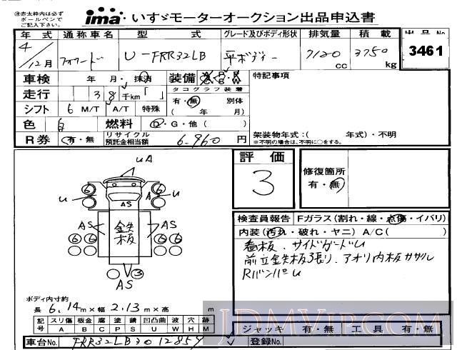 1992 ISUZU FORWARD  FRR32LB - 3461 - Isuzu Kobe