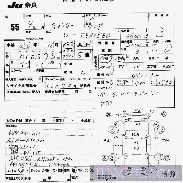 1992 MITSUBISHI CANTER TRUCK  FE305BD - 55 - JU Nara