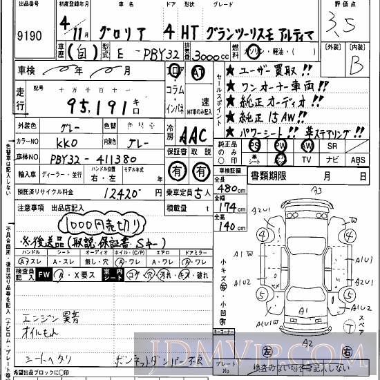 1992 NISSAN GLORIA  PBY32 - 9190 - Hanaten Osaka