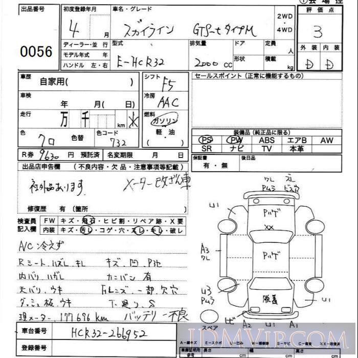 1992 NISSAN SKYLINE GTS-tM HCR32 - 56 - JU Ibaraki
