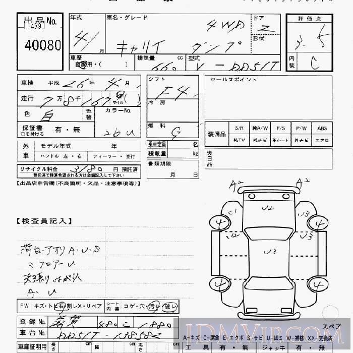 1992 SUZUKI CARRY TRUCK 4WD_ DD51T - 40080 - JU Gifu