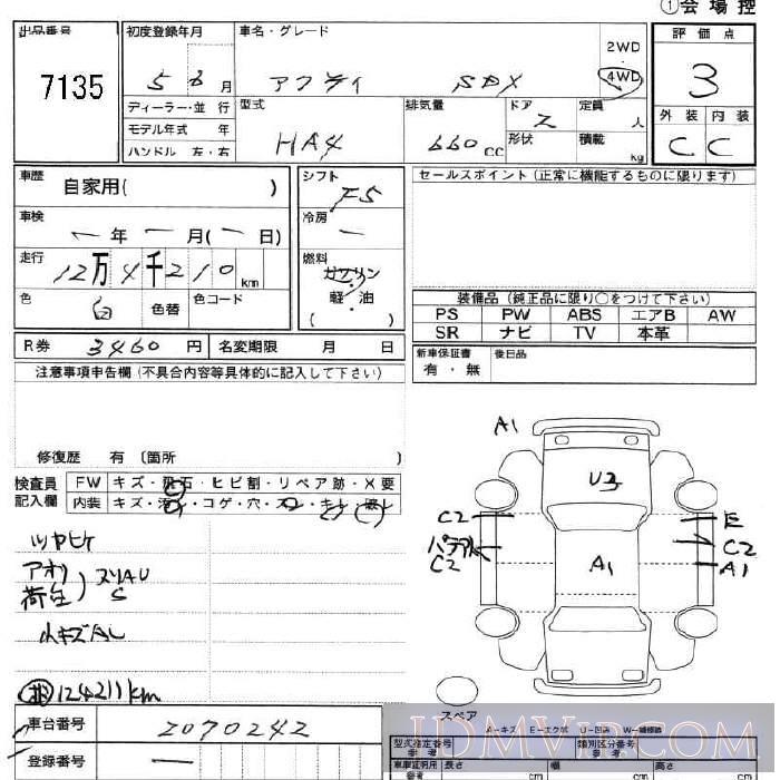 1993 HONDA ACTY TRUCK SDX HA4 - 7135 - JU Fukushima