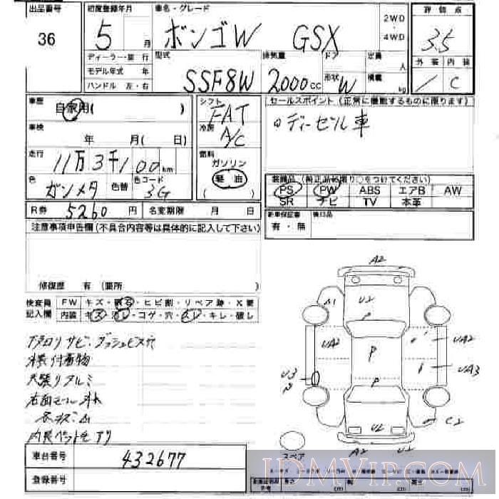 1993 MAZDA BONGO GSX SSF8W - 36 - JU Hiroshima