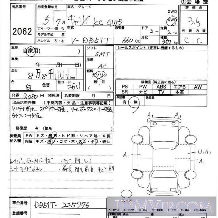 1993 SUZUKI CARRY TRUCK 4WD_KC DD51T - 2062 - JU Ibaraki