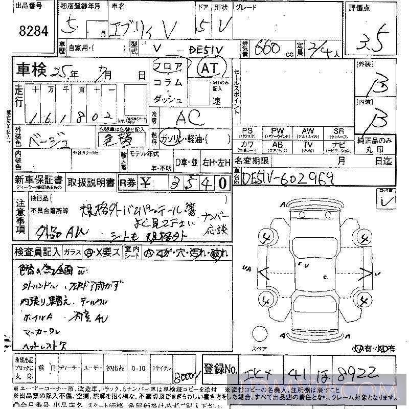 1993 SUZUKI EVERY  DE51V - 8284 - LAA Shikoku