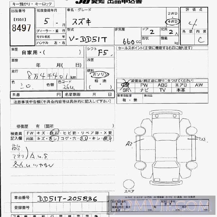 1993 SUZUKI SUZUKI 4WD DD51T - 8497 - JU Aichi