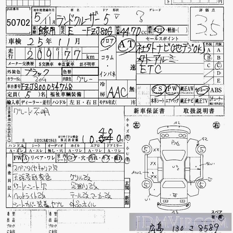 1993 TOYOTA LAND CRUISER  FZJ80G - 50702 - HAA Kobe