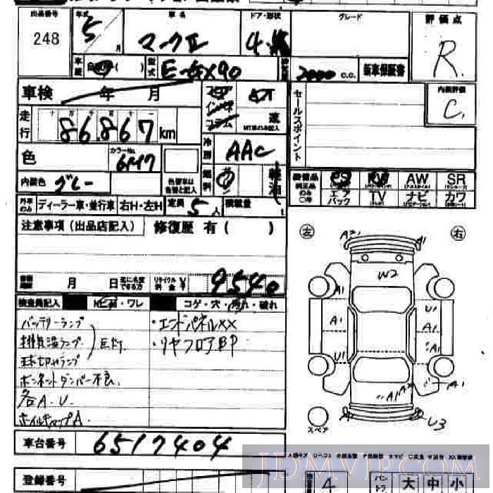 1993 TOYOTA MARK II  GX90 - 248 - JU Hiroshima