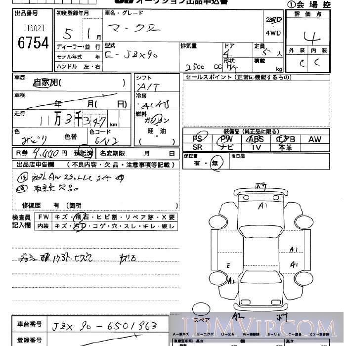 1993 TOYOTA MARK II  JZX90 - 6754 - JU Saitama