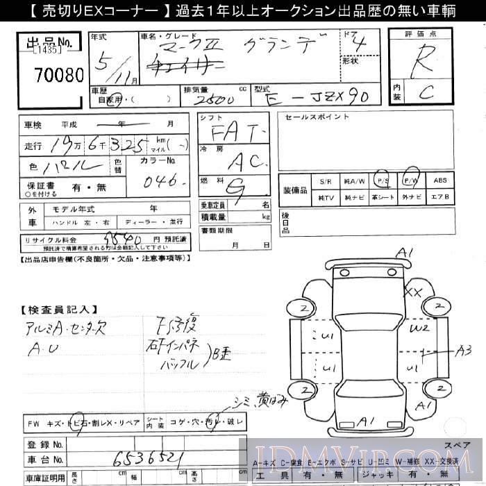 1993 TOYOTA MARK II  JZX90 - 70080 - JU Gifu