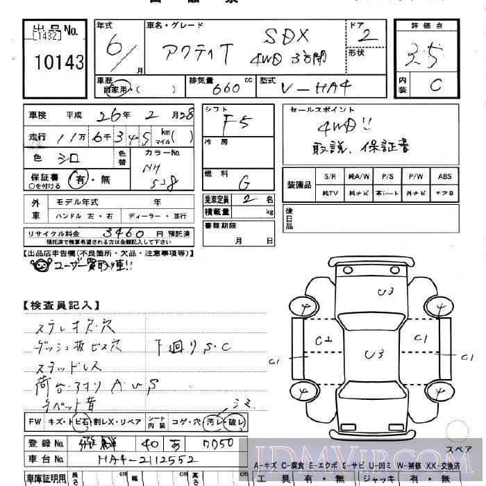 1994 HONDA ACTY TRUCK 4WD_SDX_3 HA4 - 10143 - JU Gifu