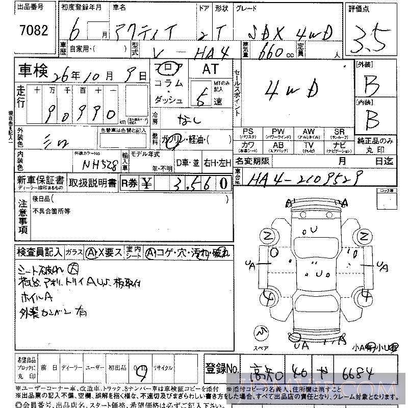 1994 HONDA ACTY TRUCK SDX HA4 - 7082 - LAA Shikoku