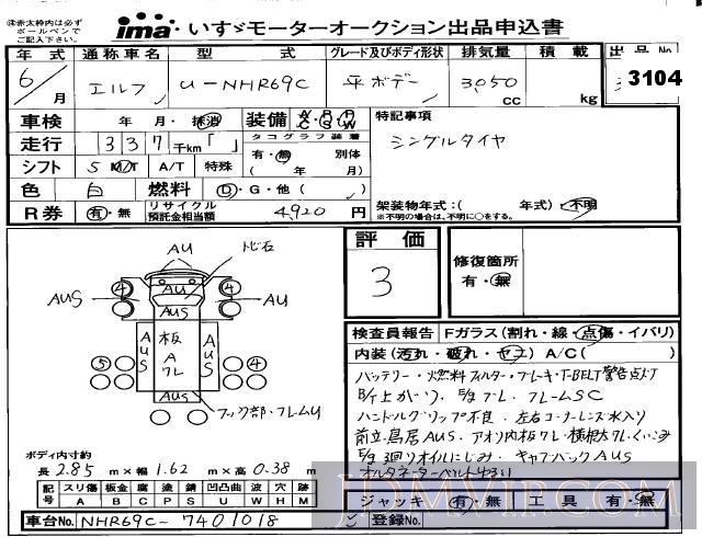 1994 ISUZU ELF TRUCK  NHR69C - 3104 - Isuzu Kyushu