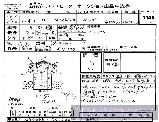 1994 ISUZU ELF TRUCK  NKR66ED - 1146 - Isuzu Kobe