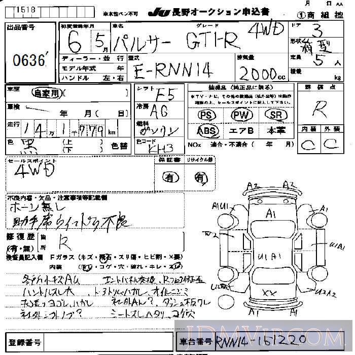 1994 NISSAN PULSAR GTI-R_4WD RNN14 - 636 - JU Nagano