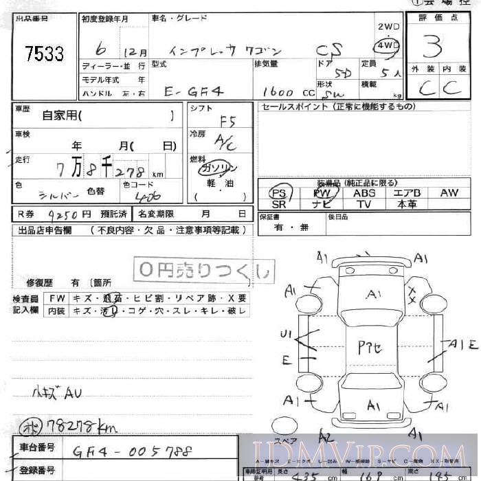 1994 SUBARU IMPREZA CS GF4 - 7533 - JU Fukushima