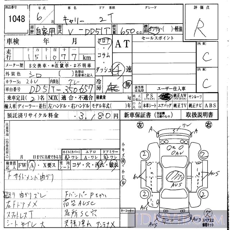 1994 SUZUKI CARRY TRUCK  DD51T - 1048 - IAA Osaka