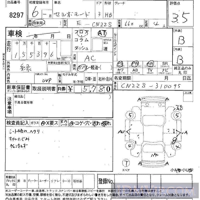 1994 SUZUKI CERVO CLASSIC  CN22S - 8297 - LAA Shikoku