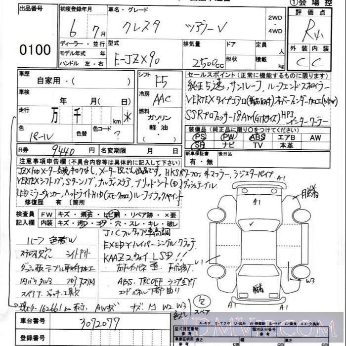 1994 TOYOTA CRESTA V JZX90 - 100 - JU Ibaraki