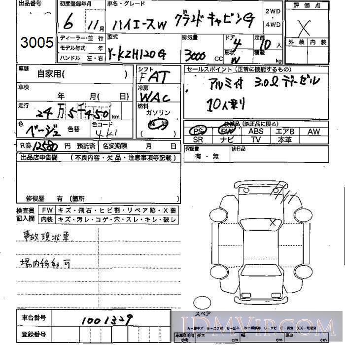 1994 TOYOTA HIACE G KZH120G - 3005 - JU Mie