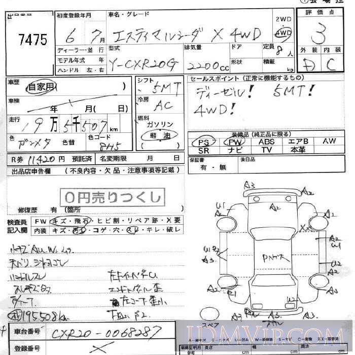 1994 TOYOTA LUCIDA  CXR20G - 7475 - JU Fukushima