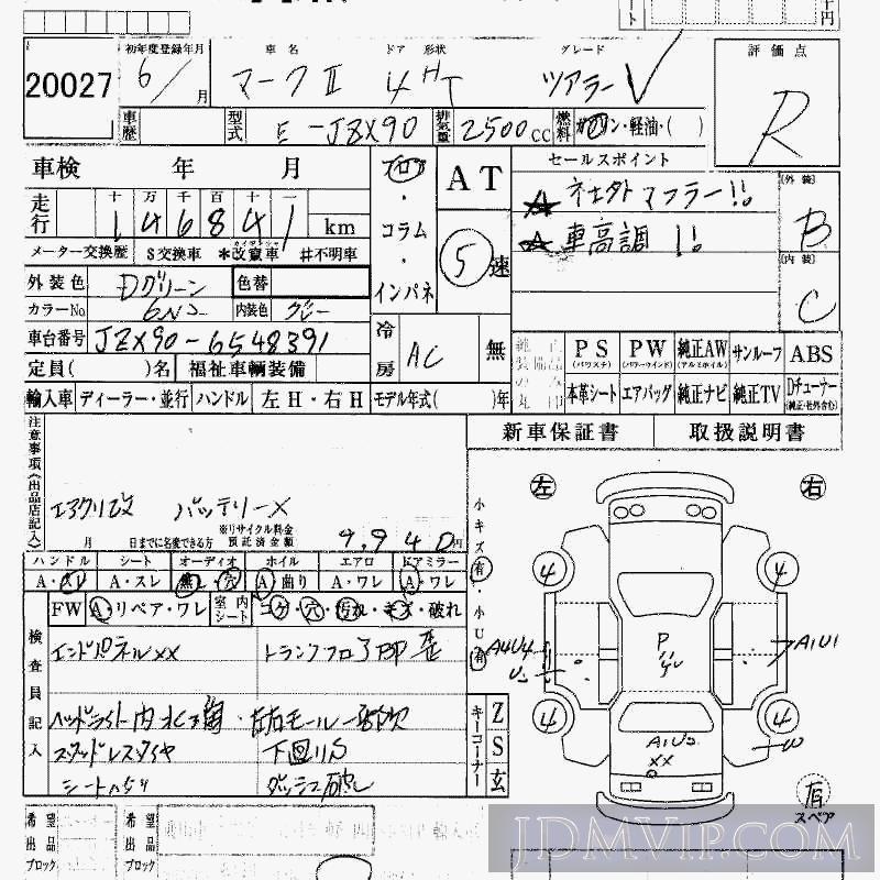 1994 TOYOTA MARK II V JZX90 - 20027 - HAA Kobe