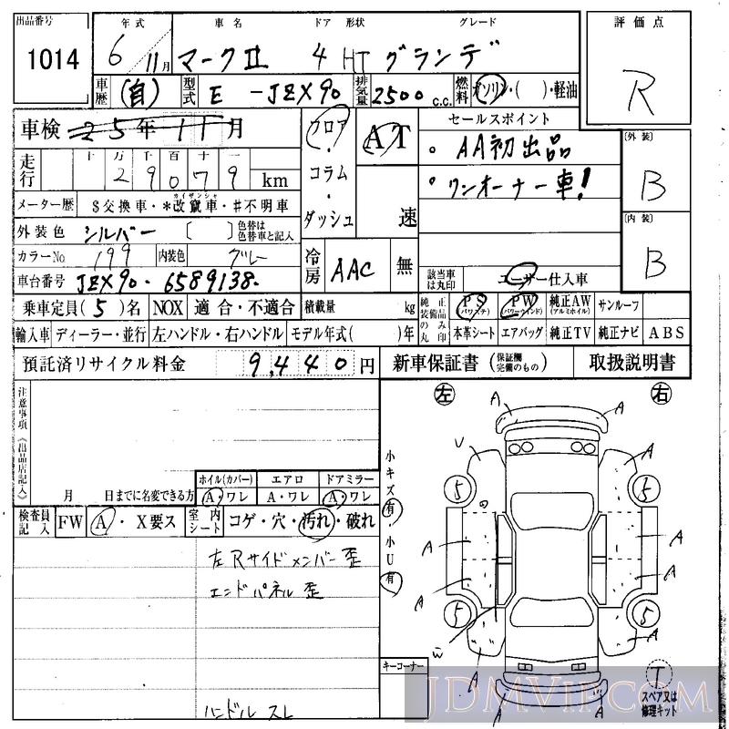 1994 TOYOTA MARK II  JZX90 - 1014 - IAA Osaka