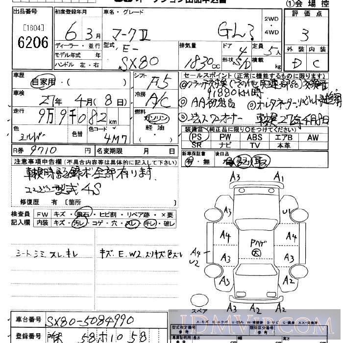 1994 TOYOTA MARK II  SX80 - 6206 - JU Saitama