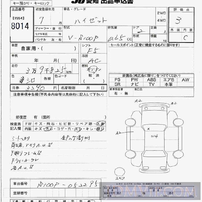 1995 DAIHATSU HIJET VAN  S100P - 8014 - JU Aichi