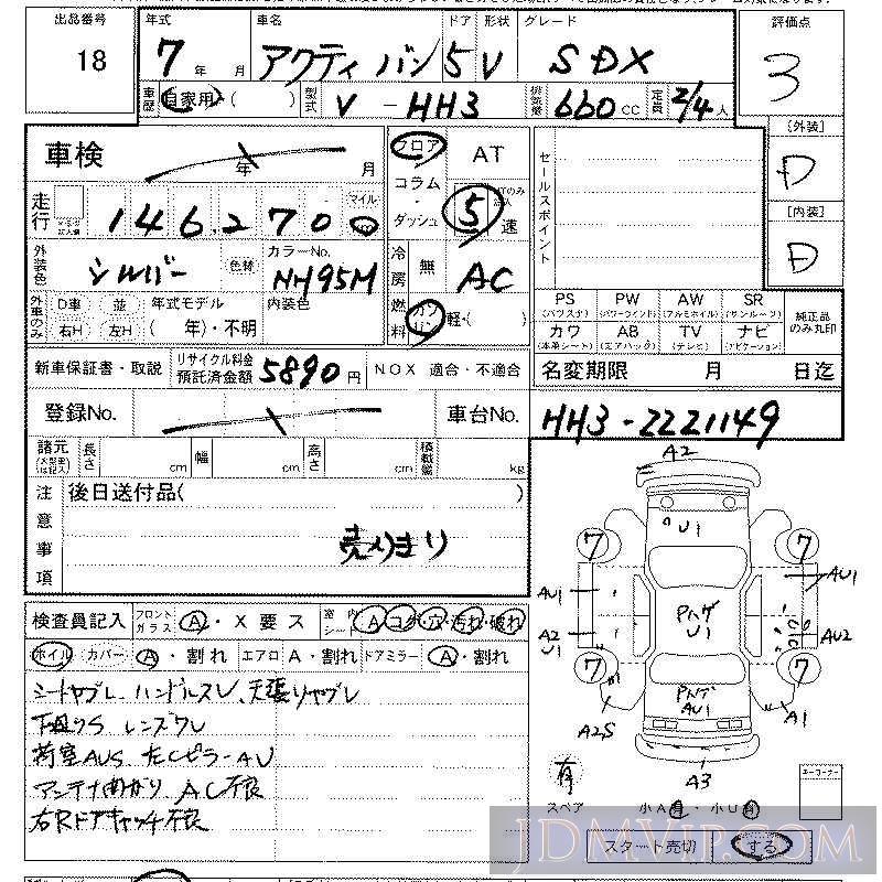 1995 HONDA ACTY VAN SDX HH3 - 18 - LAA Kansai
