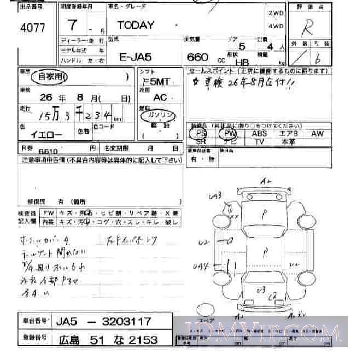 1995 HONDA TODAY JA5 - 4077 - JU Hiroshima