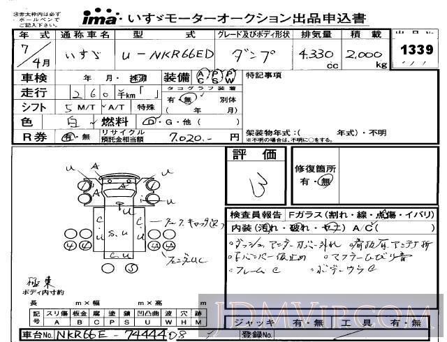 1995 ISUZU ELF TRUCK  NKR66ED - 1339 - Isuzu Kobe