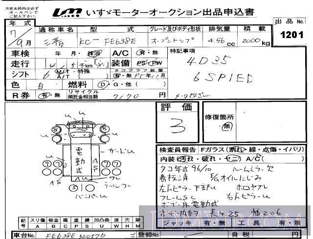 1995 MITSUBISHI CANTER TRUCK  FE638E - 1201 - Isuzu Kobe