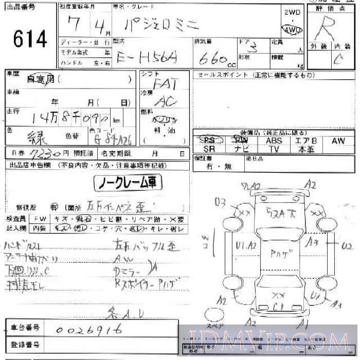 1995 MITSUBISHI PAJERO MINI 3D_4WD H56A - 614 - JU Ishikawa