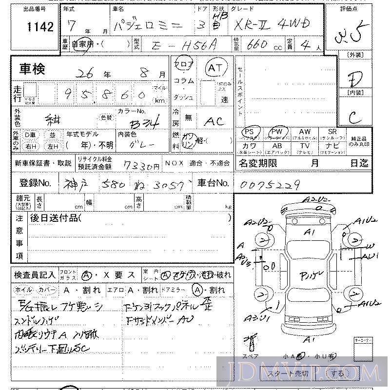 1995 MITSUBISHI PAJERO MINI 4WD_XR-2 H56A - 1142 - LAA Kansai