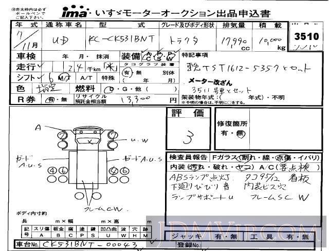 1995 NISSAN NISSAN UD  CK531BNT - 3510 - Isuzu Kobe