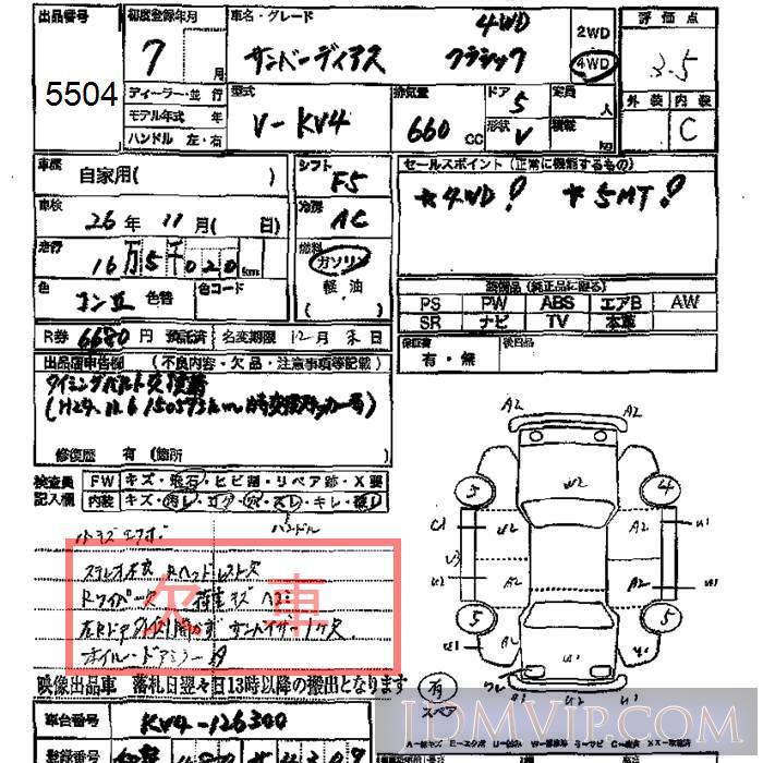 1995 SUBARU SAMBAR 4WD_ KV4 - 5504 - JU Mie