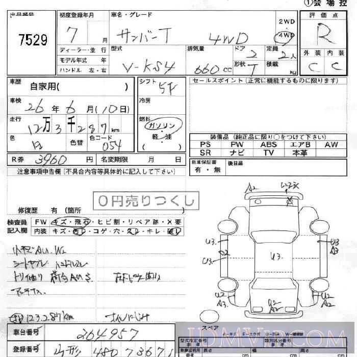 1995 SUBARU SAMBAR  KS4 - 7529 - JU Fukushima