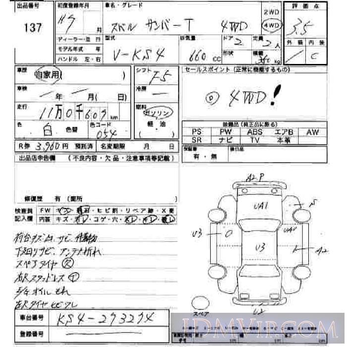 1995 SUBARU SAMBAR  KS4 - 137 - JU Hiroshima