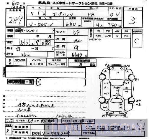 1995 SUZUKI EVERY PA DE51V - 289 - SAA Hamamatsu