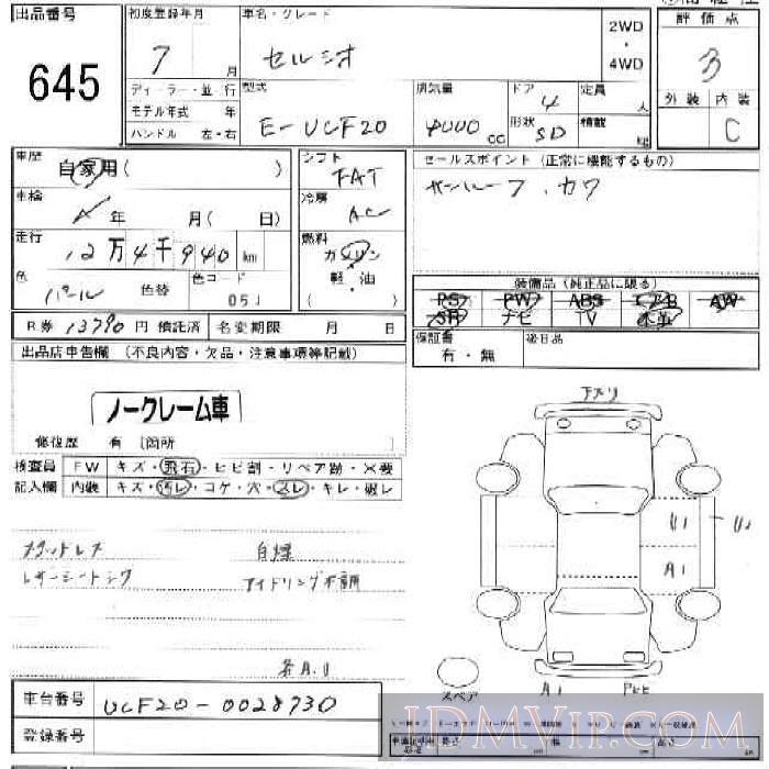 1995 TOYOTA CELSIOR 4D_SD UCF20 - 645 - JU Ishikawa