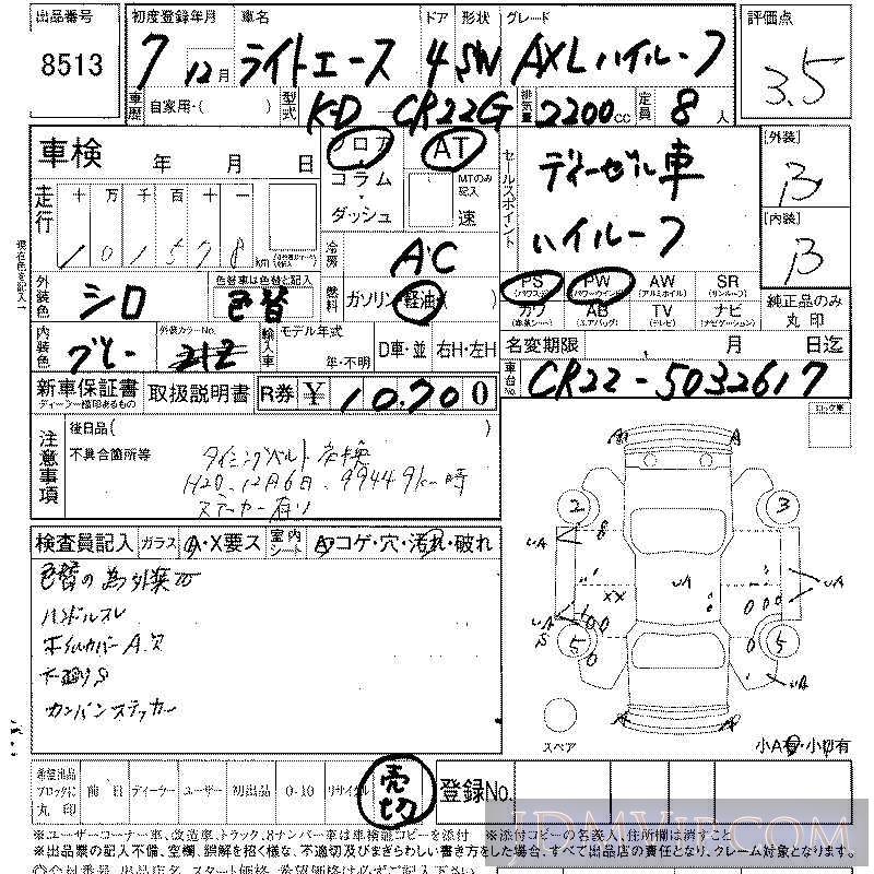 1995 TOYOTA LITE ACE AXL_ CR22G - 8513 - LAA Shikoku
