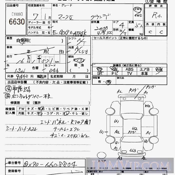1995 TOYOTA MARK II  GX90 - 6630 - JU Saitama