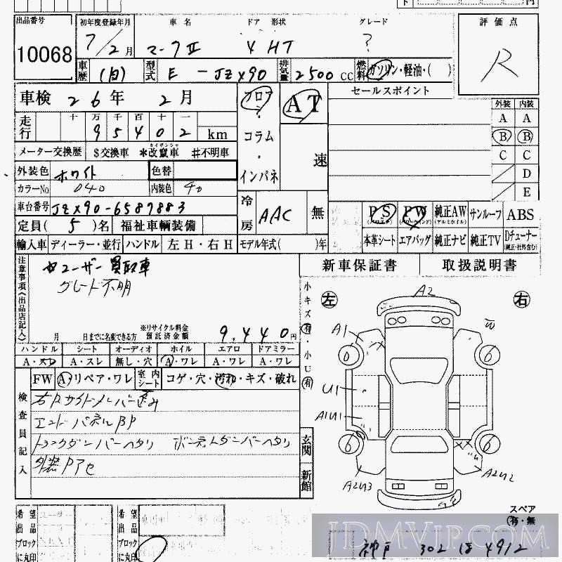 1995 TOYOTA MARK II  JZX90 - 10068 - HAA Kobe