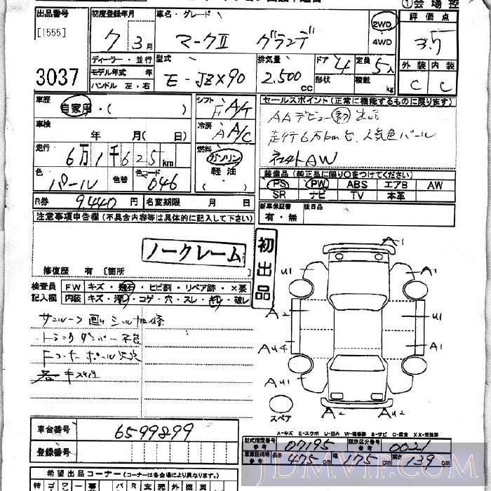 1995 TOYOTA MARK II  JZX90 - 3037 - JU Kanagawa